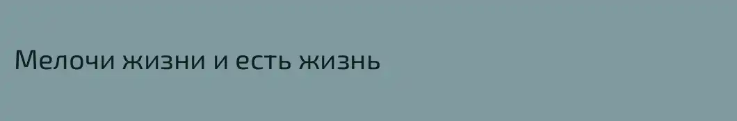 Мелочи жизни и есть жизнь